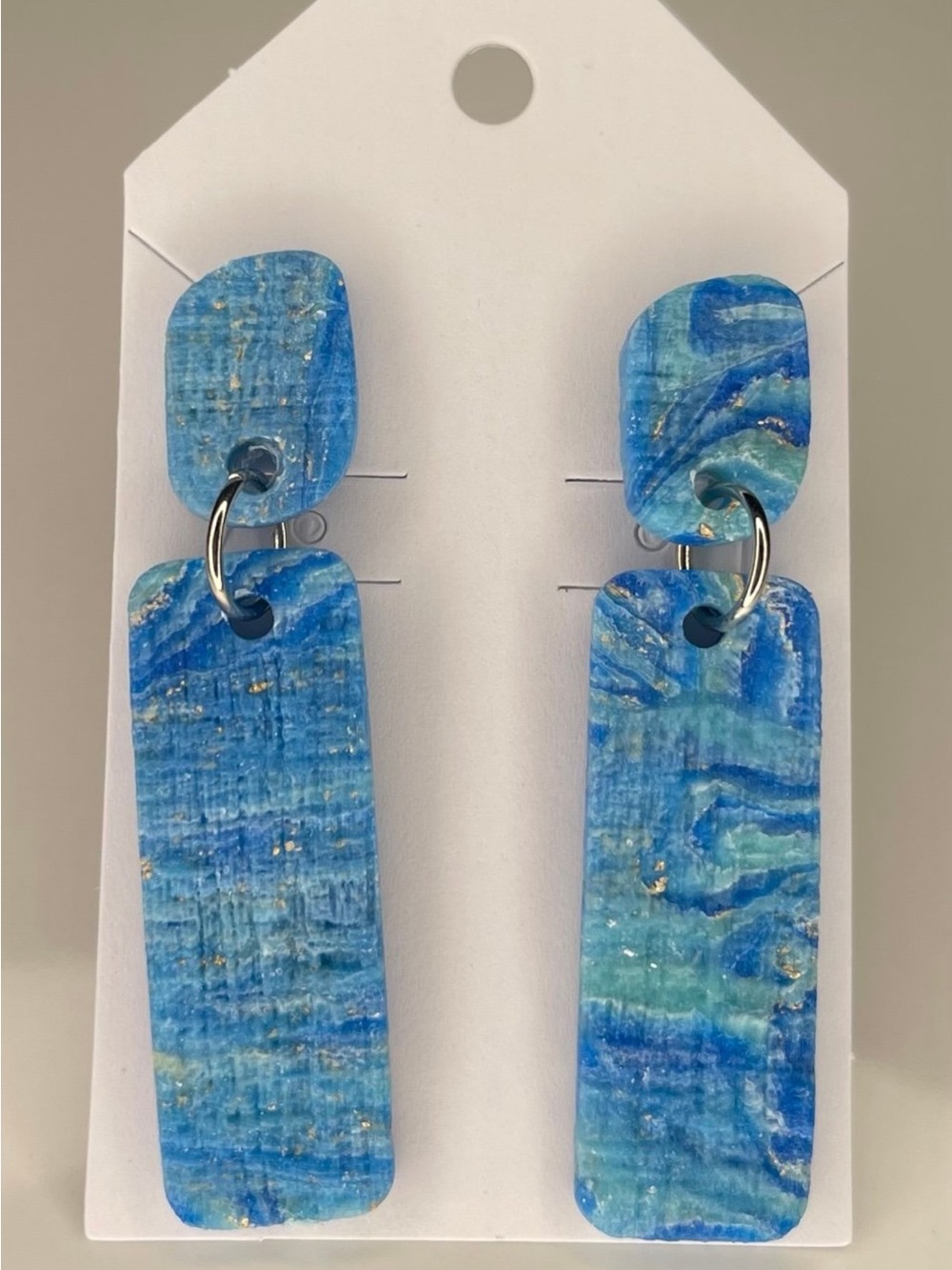 Handcrafted Elegant Blue Marble Dangle Earrings